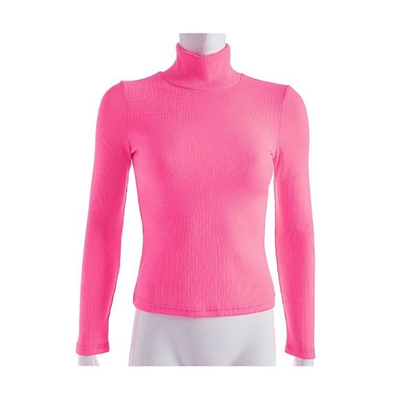 Neon Pink Mockneck Long Sleeve Top T’shirt NWT - Size S - Picture 1 of 6